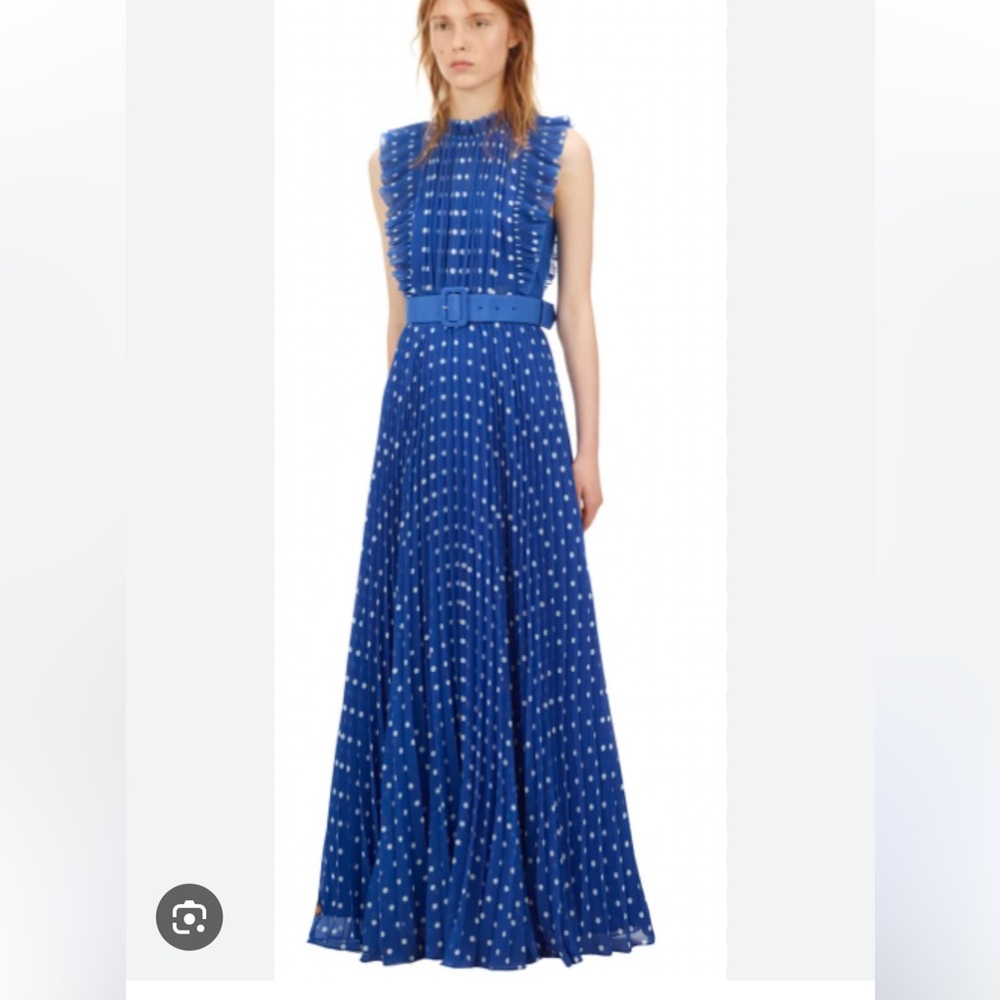 Self Portrait Blue Polka Dot Maxi Dress